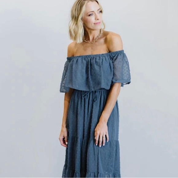 Baltic Born Dresses Baltic Born Swiss Dot Blue Maxi Dress Can Be